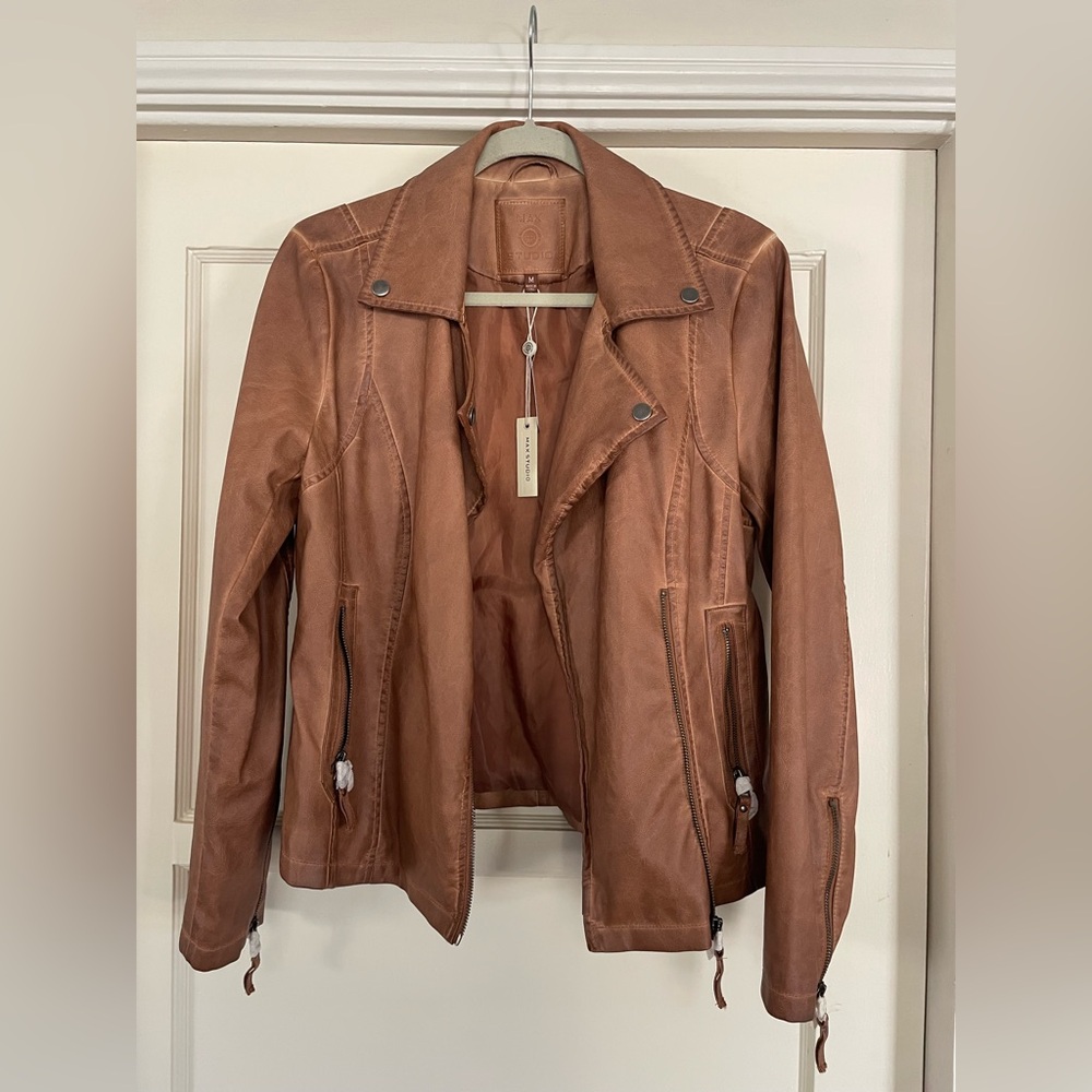 Max Studio Tan Leather Jacket
